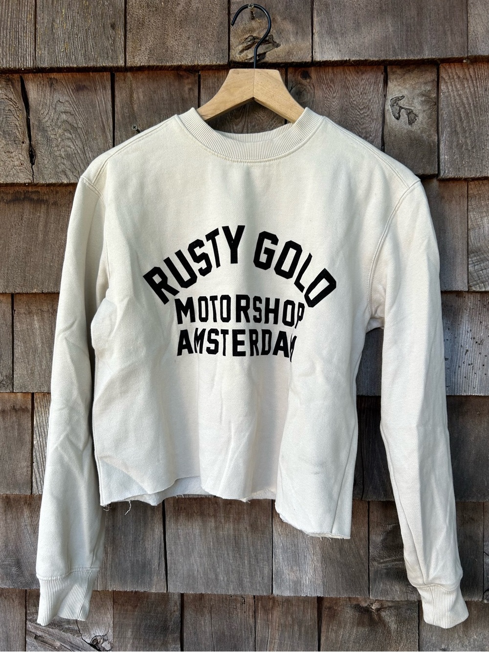 Rusty Gold Motorshop Amsterdam Pull Over Sweatshirt - Size Small - Cropped